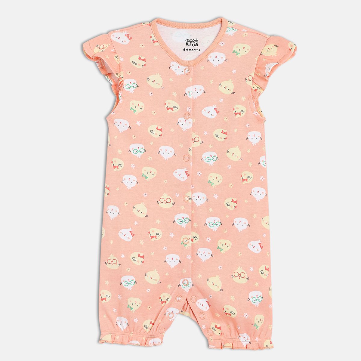 Girls Pack Of 2 Front Open Frill Sleeve Romper Multi