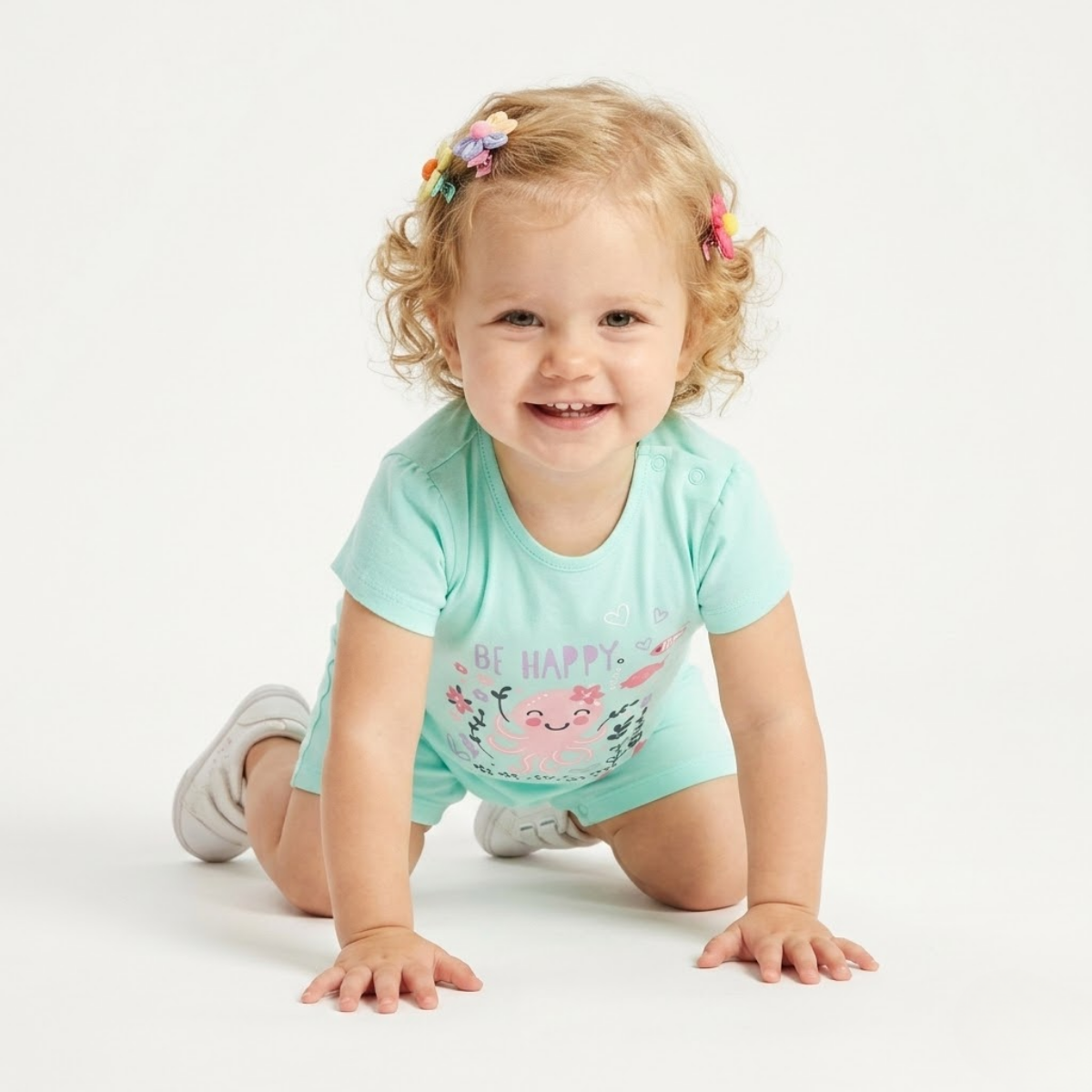 Baby Girls Pack of 2 Cotton printed Rompers, Lavender & Blue