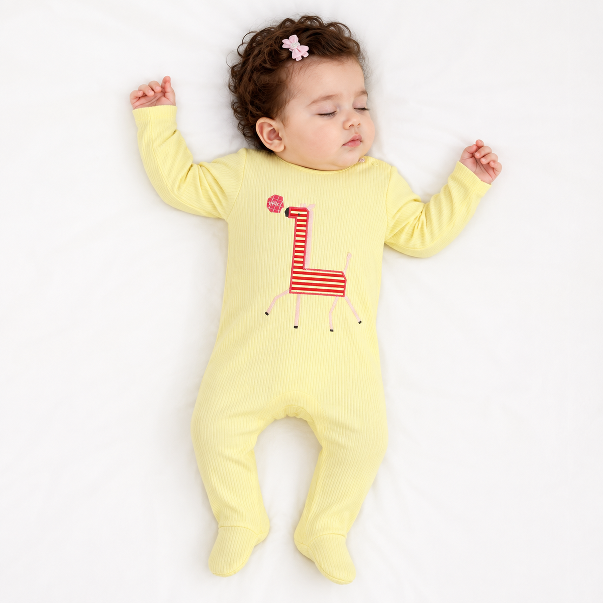 Baby Girls Yellow Cotton Sleep Suit Casual Wear