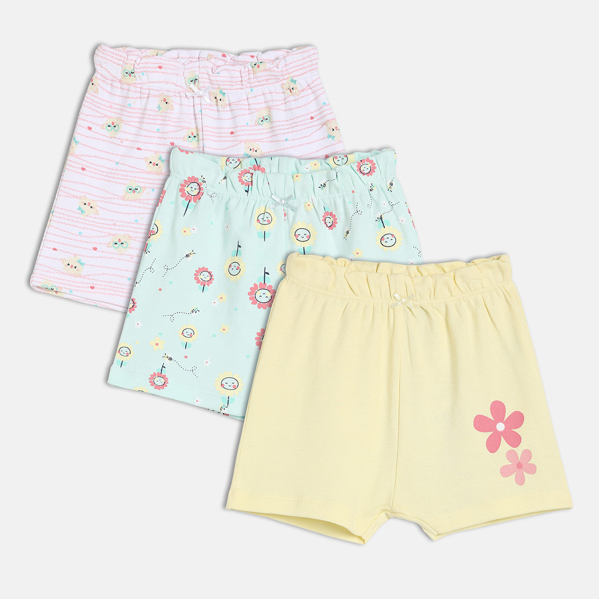 Girls Pack Of 3 Normal Mid Thigh Length Shorts Multi