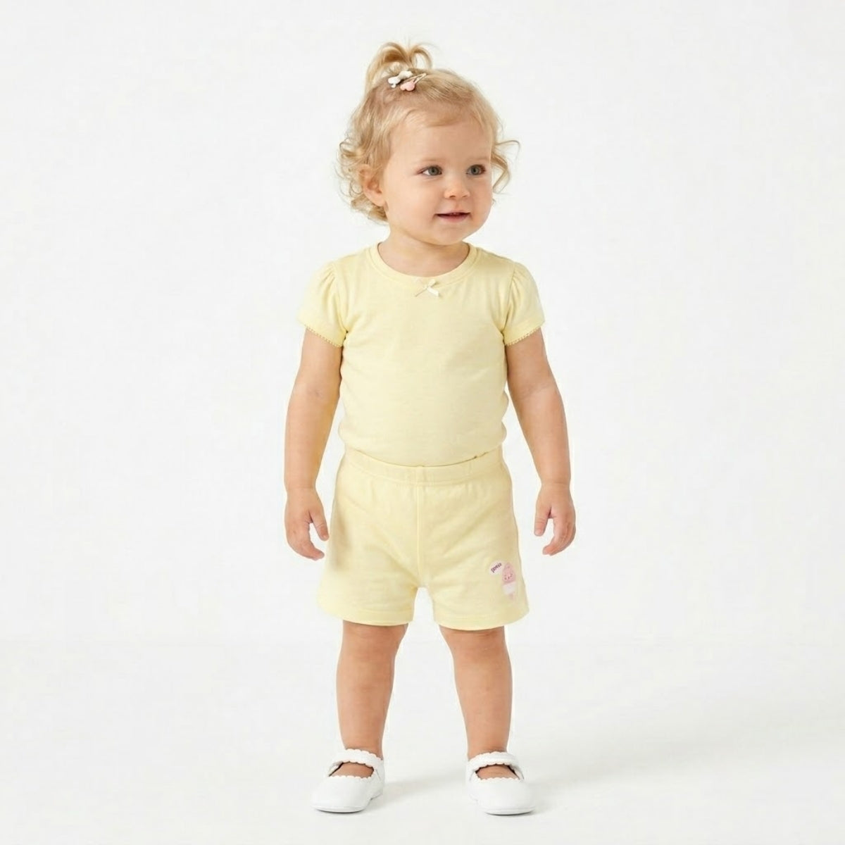 Baby Girls pack of 3 cotton Solid Shorts, Pink, Yellow and Peach