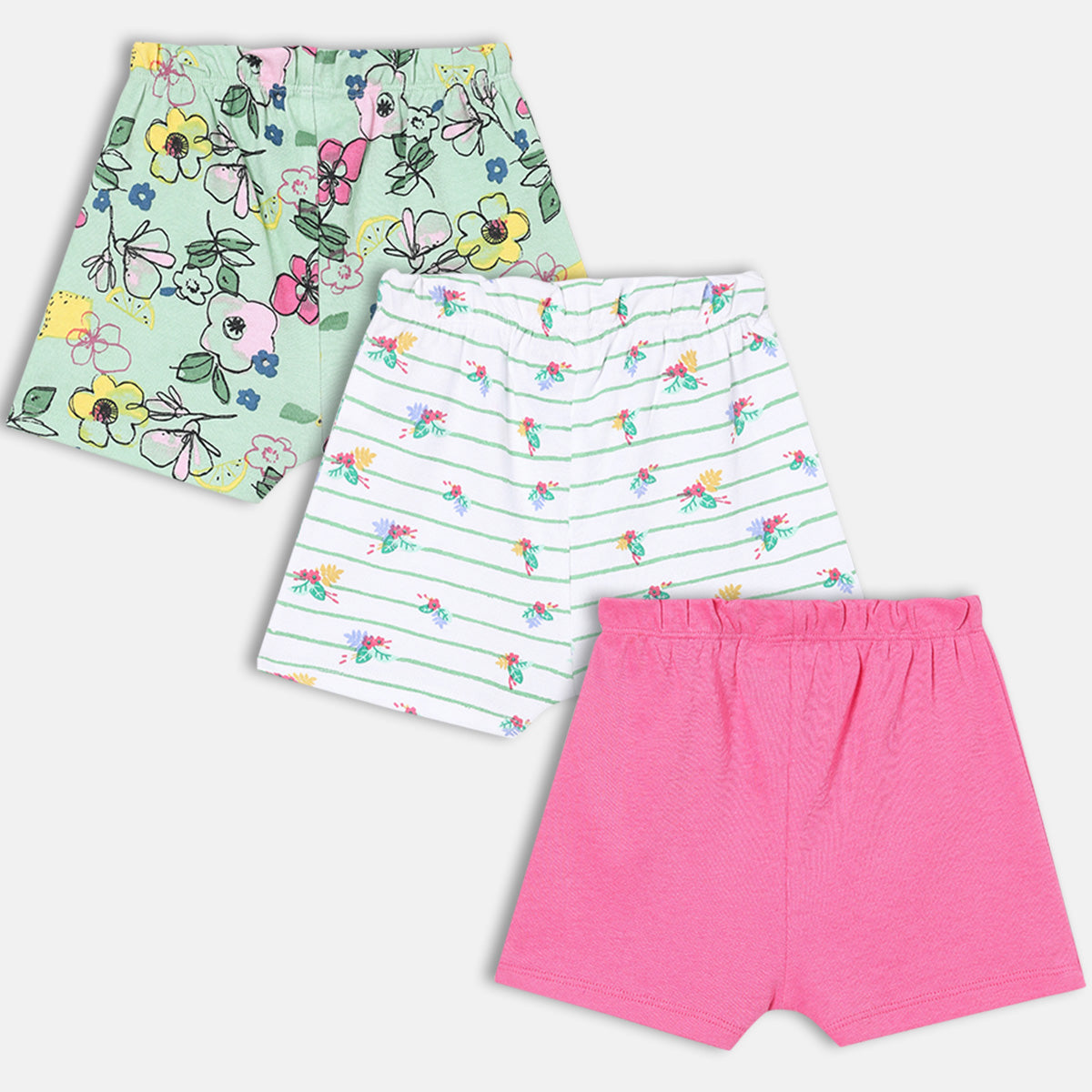 Girls Pack Of 3 Grown On Waist Thigh Length Shorts Multi