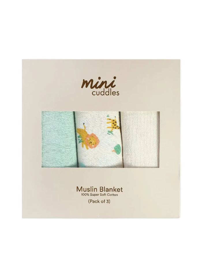 Unisex New Born Blanket, White and Mint Green