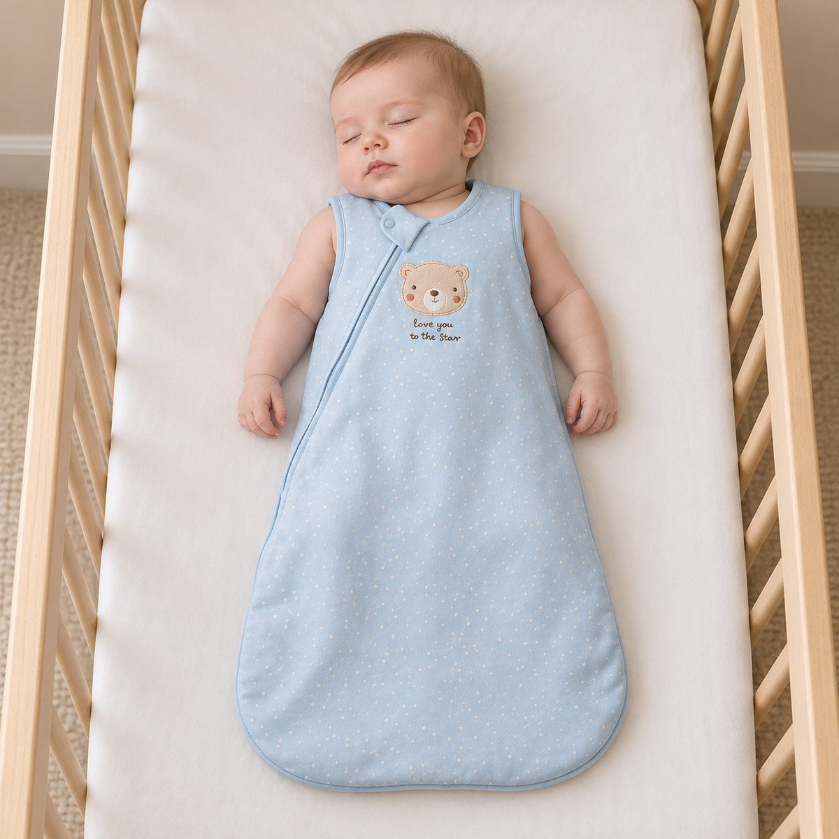 Baby Boys Teddy Bear Embroidered Sleeping Bag, Blue