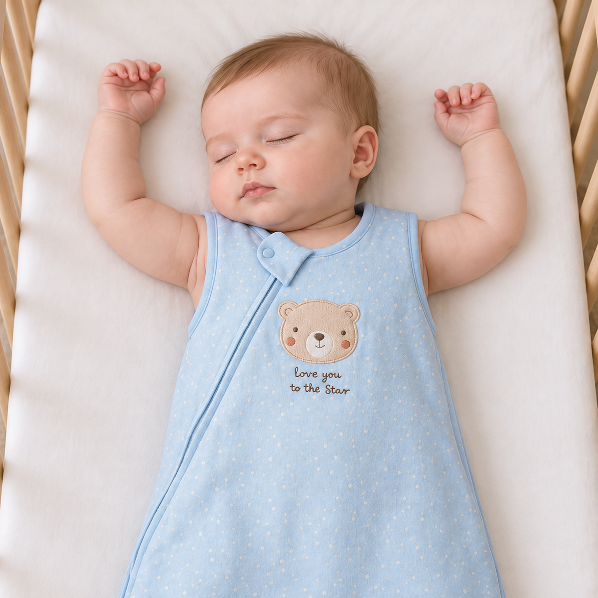Baby Boys Teddy Bear Embroidered Sleeping Bag, Blue