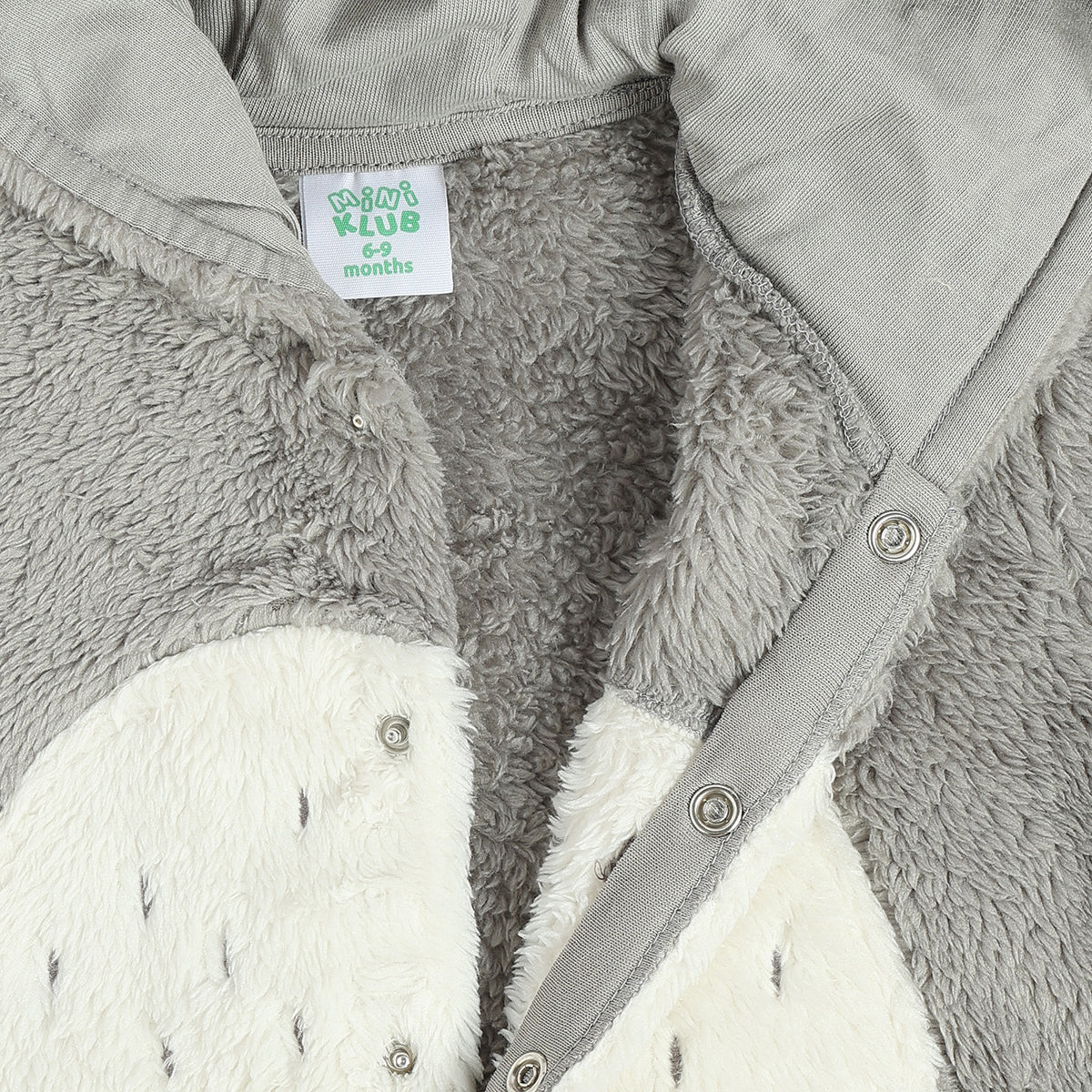 Baby Unisex Plush Koala Hooded Animal Sleepsuit – Grey & White