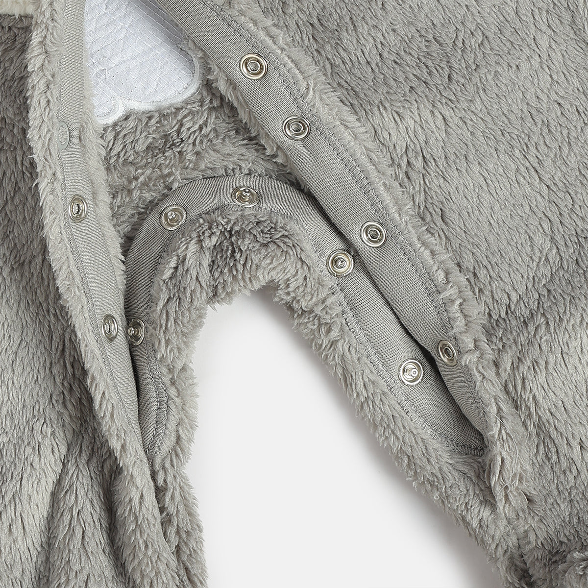 Baby Unisex Plush Koala Hooded Animal Sleepsuit – Grey & White