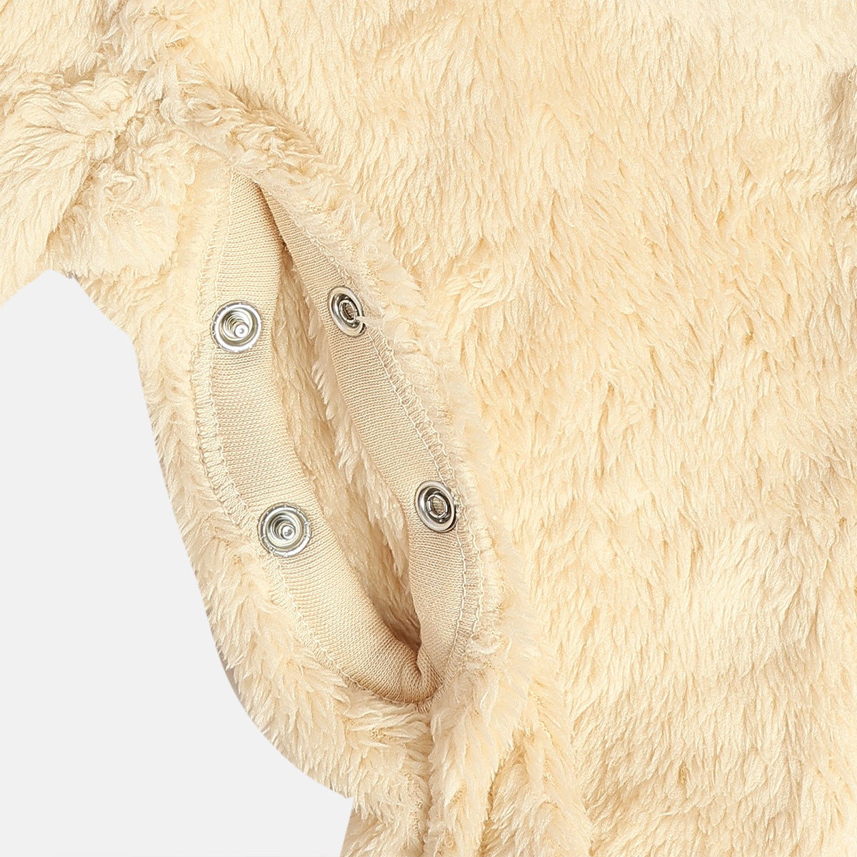 Baby Unisex Plush Dog Hooded Animal Sleepsuit – Beige