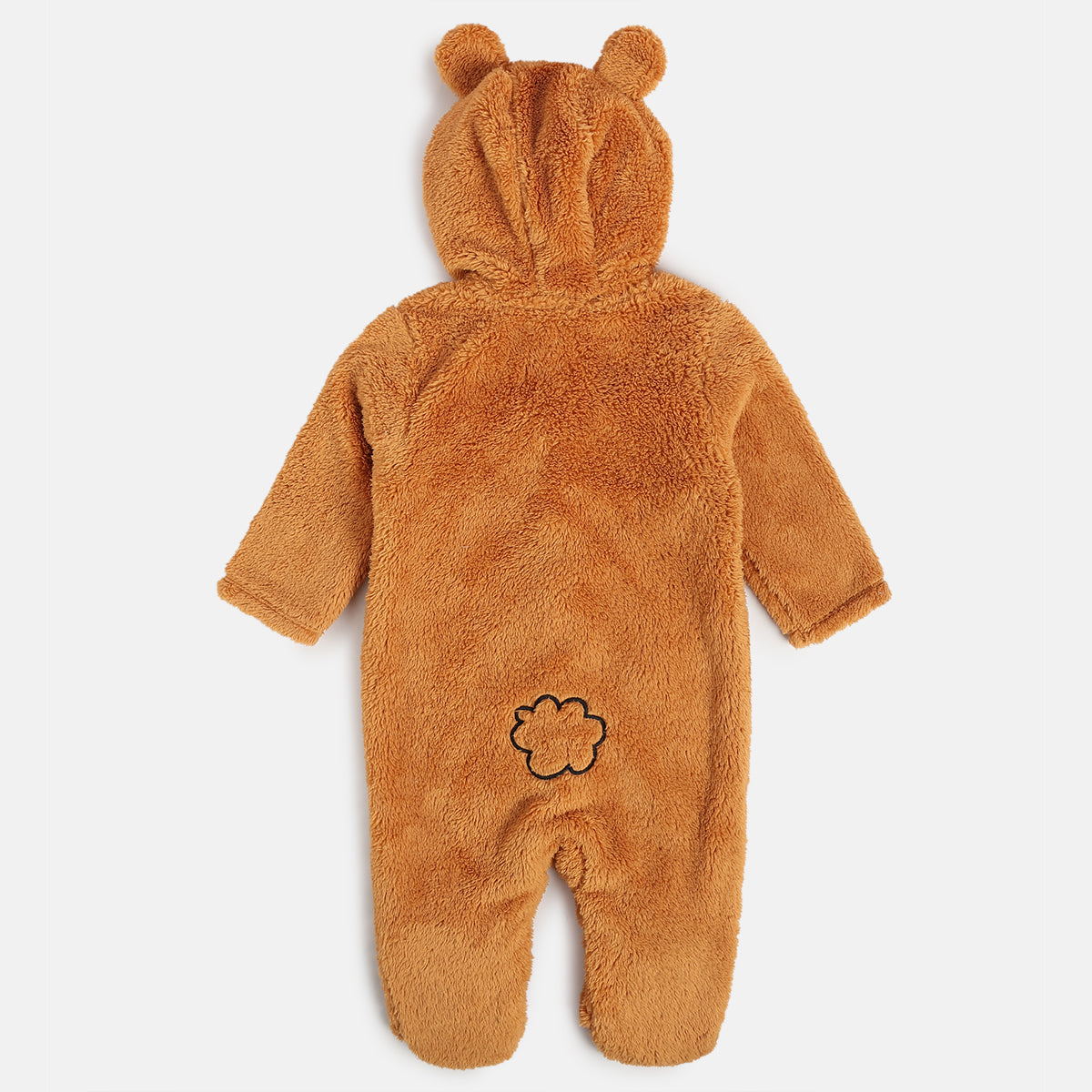 Baby Unisex Plush Bear Hooded Animal Sleepsuit – Brown – MiniKlub.in