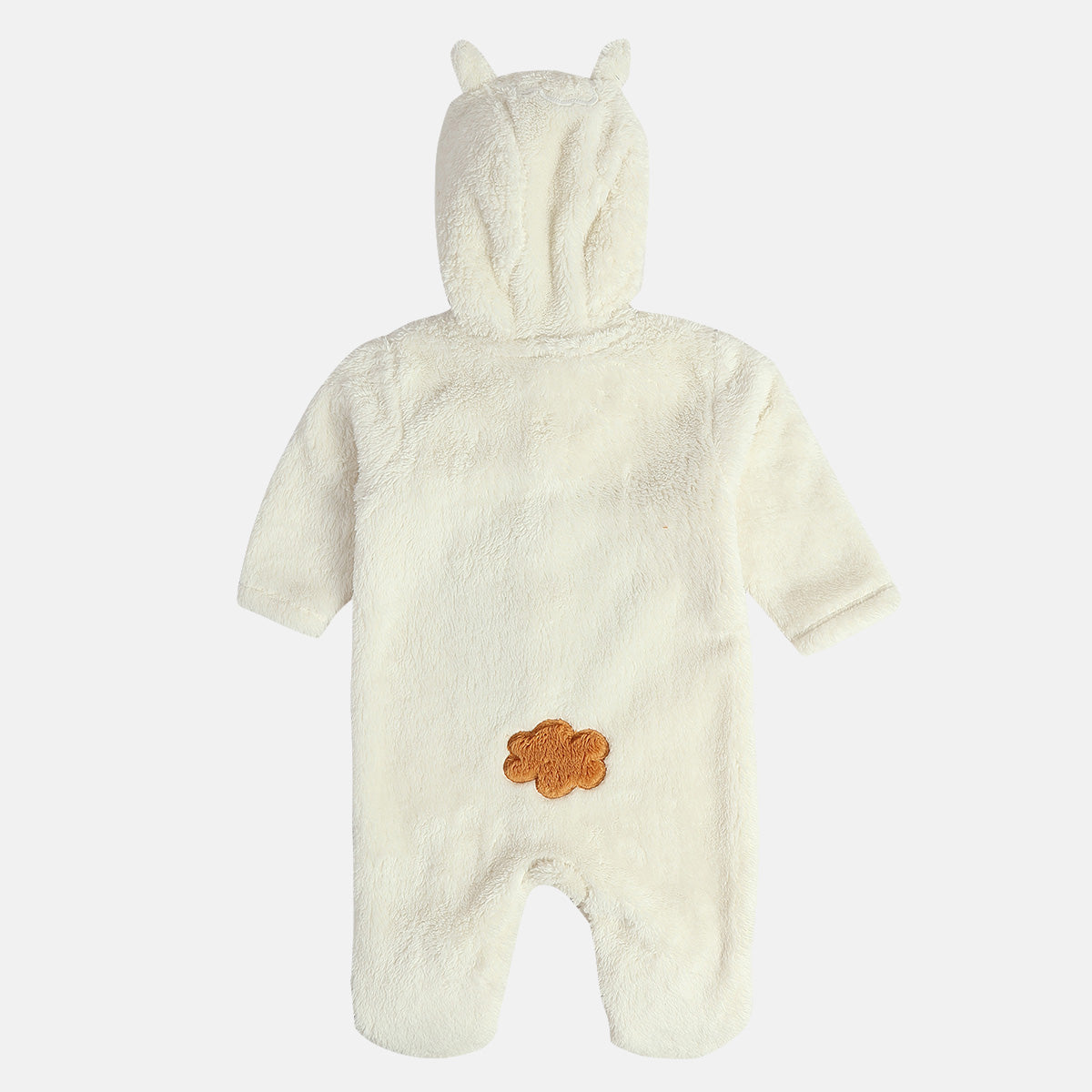 Baby Unisex Plush Polar Bear Hooded Animal Sleepsuit – Cream