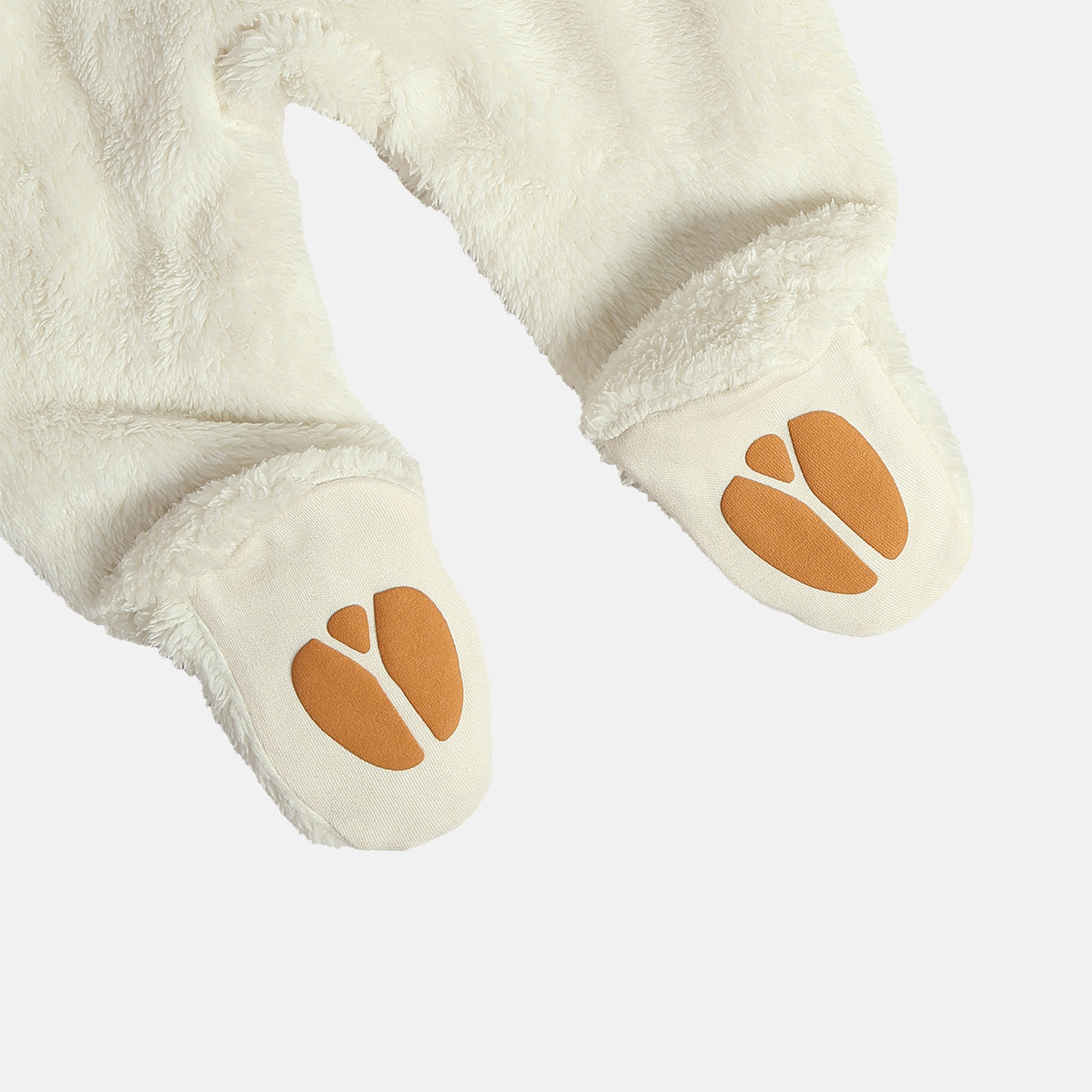 Baby Unisex Plush Polar Bear Hooded Animal Sleepsuit – Cream
