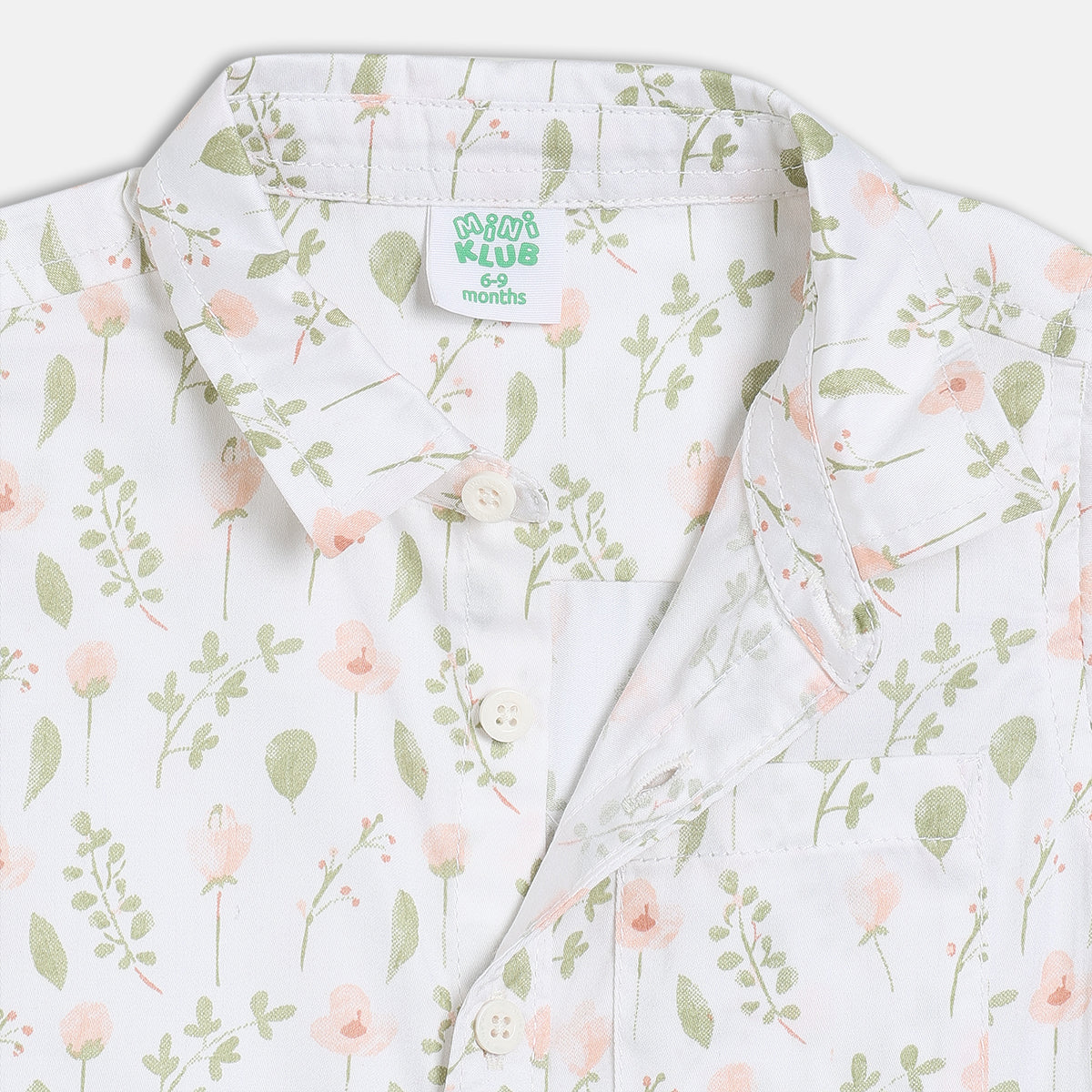 Baby Boys Floral Printed Shirt And Suspender Shorts Set , White And Beige