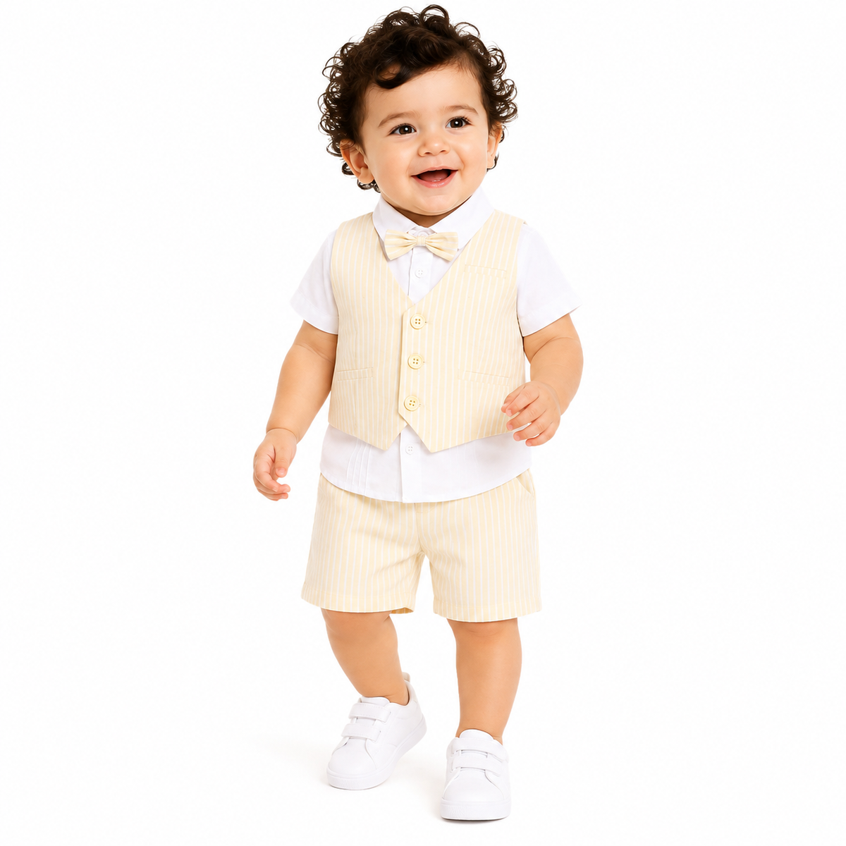 Boys White/Beige Coordinate Set