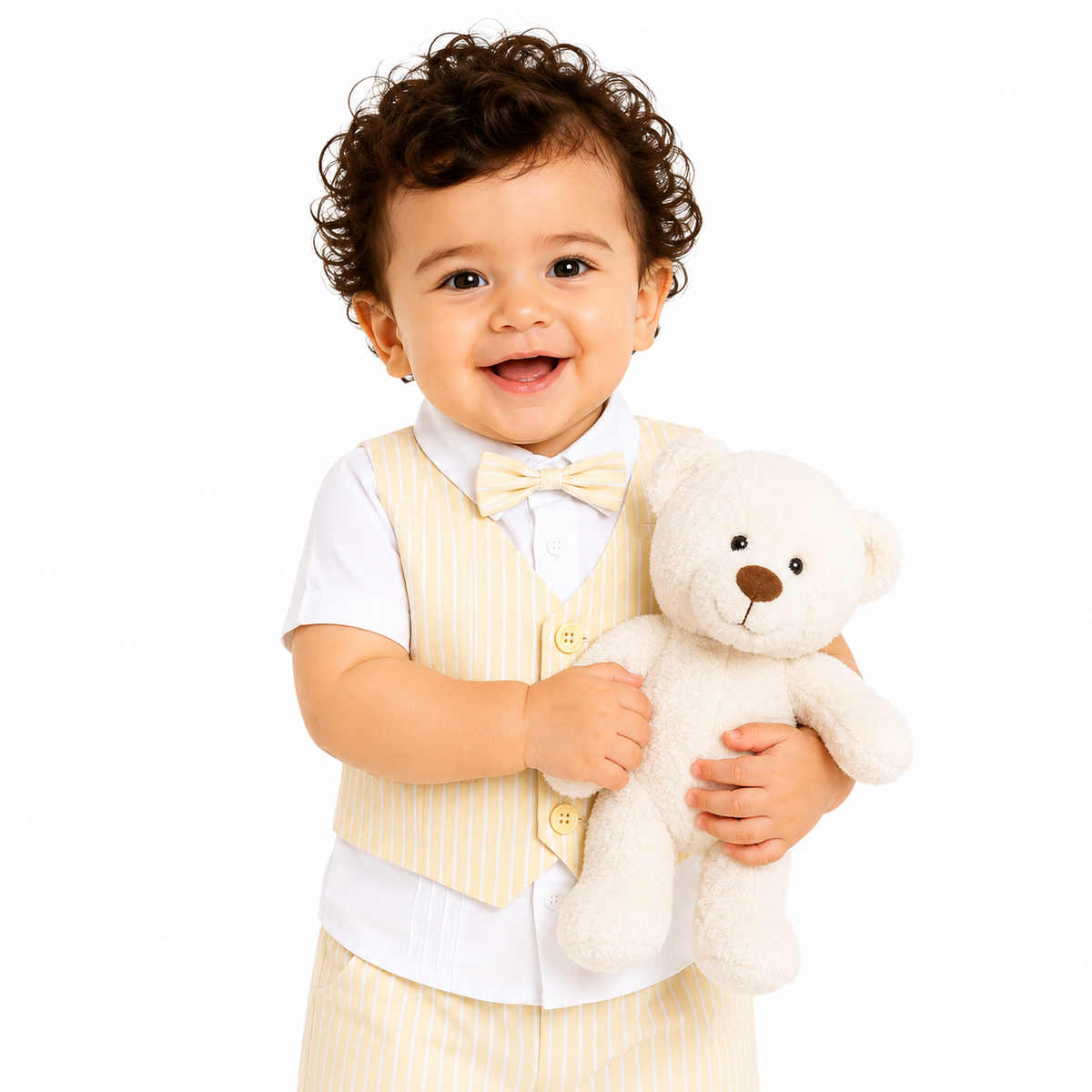 Boys White/Beige Coordinate Set