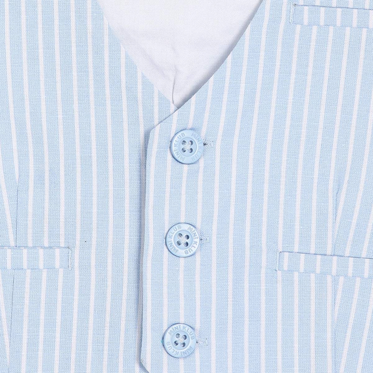Baby Boys Formal Shirt, Waistcoat And Shorts Set , Light Blue And White