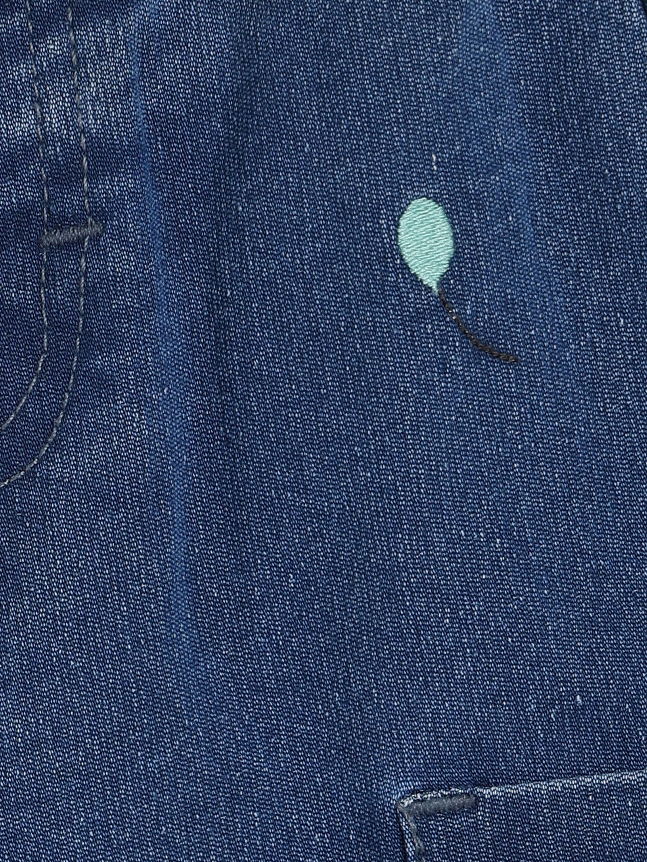 Baby Boys Embroidered Denim Pant, Blue