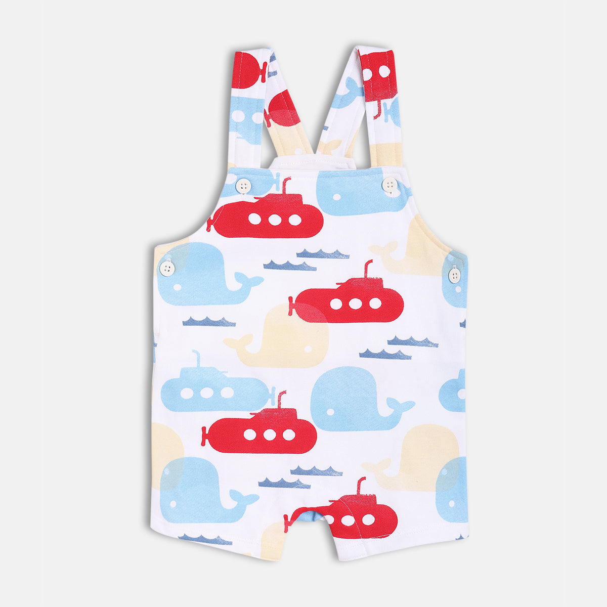 Boys Red/Multi Short Sleeve Dungaree Set