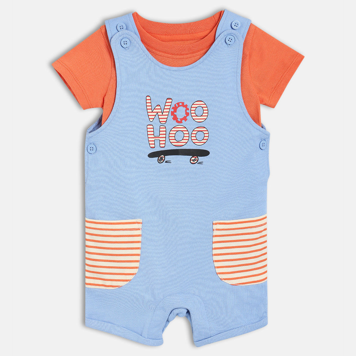 Boys Orange/Blue Dungaree Set