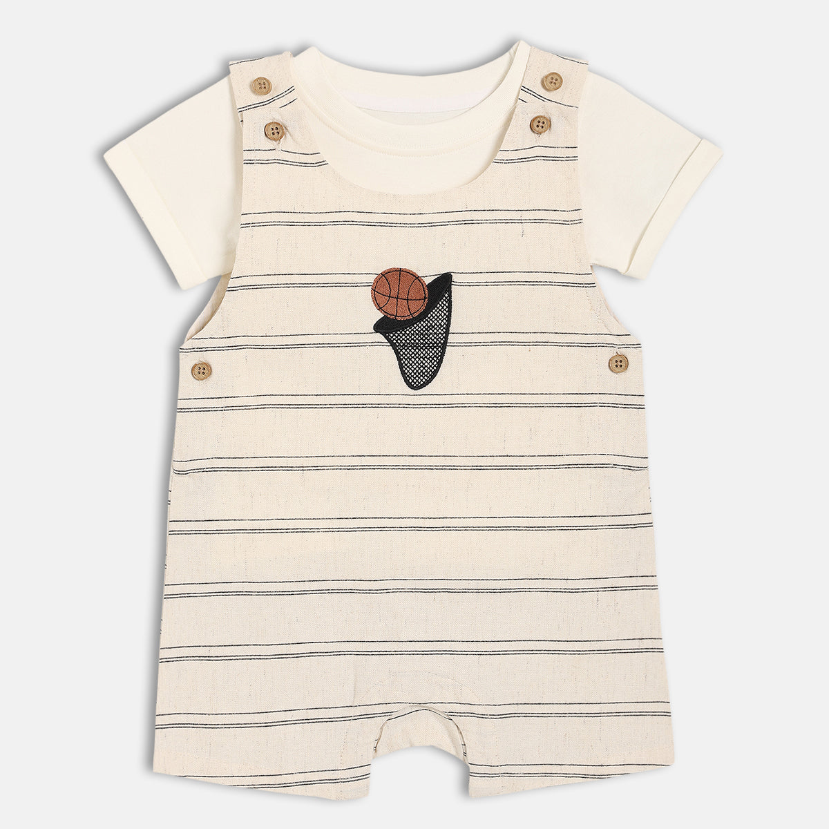 Boys Beige Dungaree Set