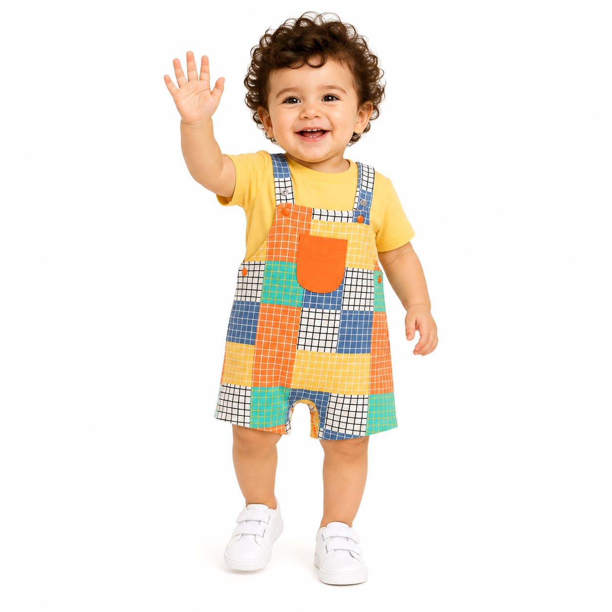 Boys Orange Short Sleeve Dungaree Set