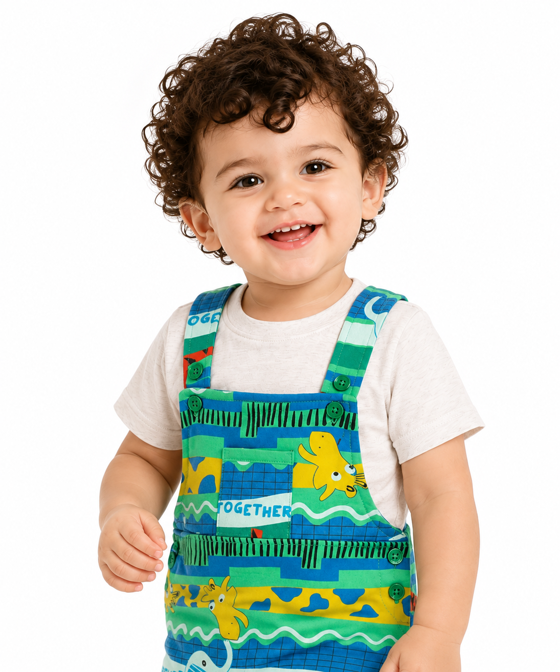 Boys Green Short Sleeve Dungaree Set