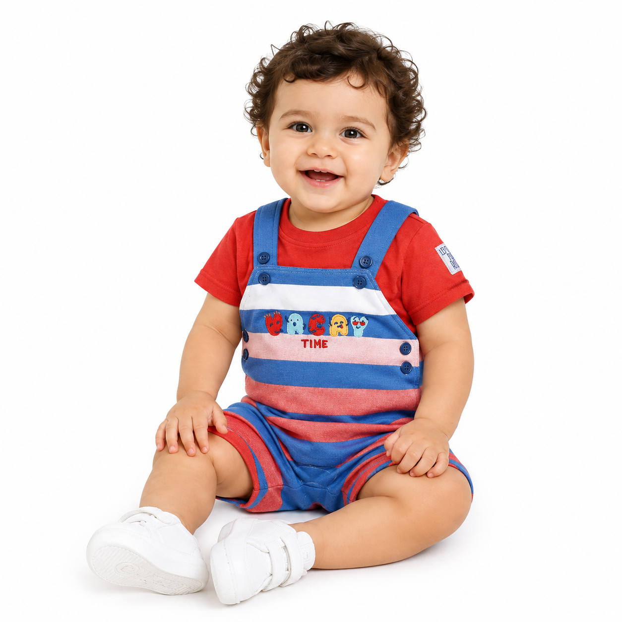 Boys Red Short Sleeve Dungaree Set