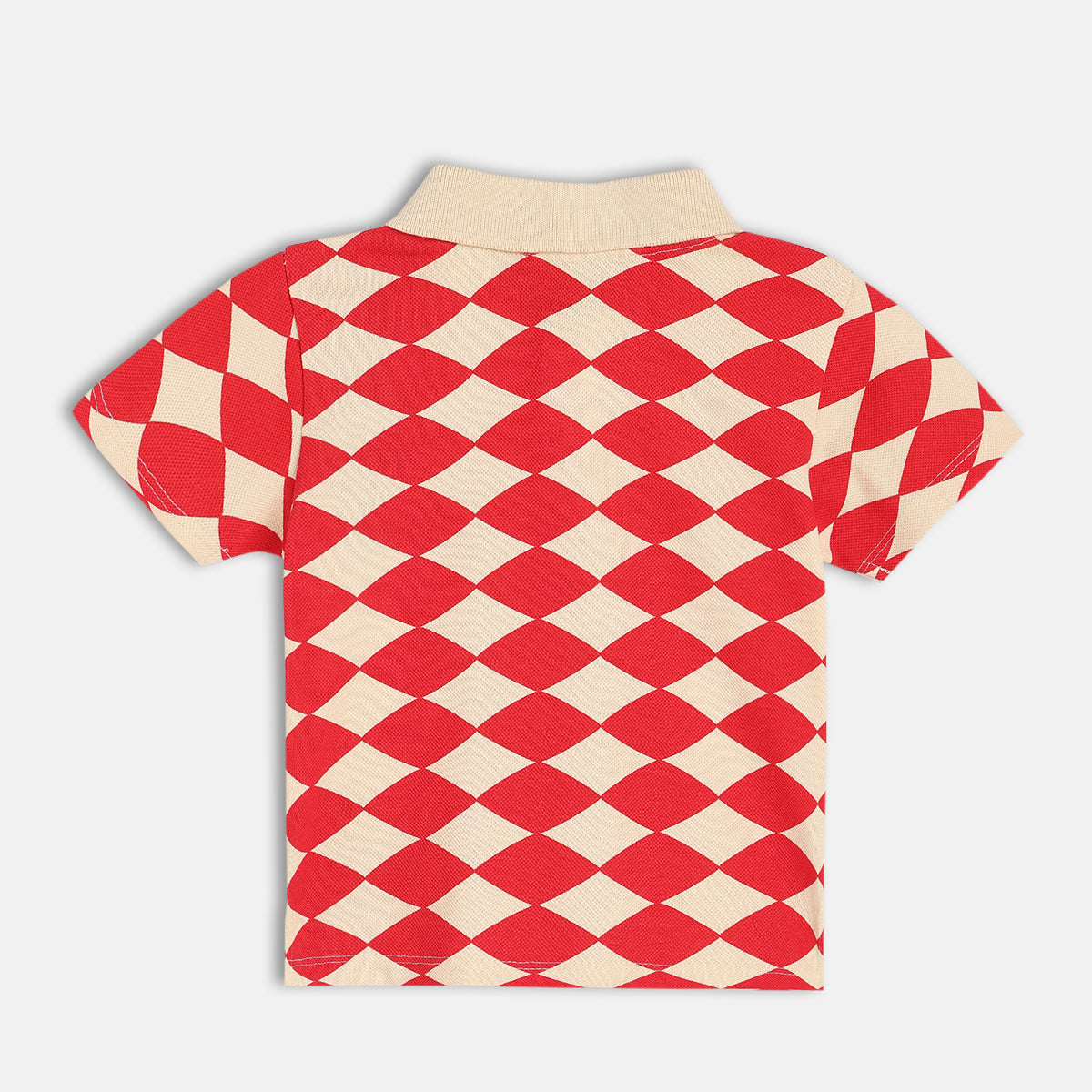 Baby Boys Geometric Print Polo T-Shirt, Red And Beige