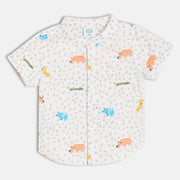 Baby Boys Animal Print Shirt, Off White