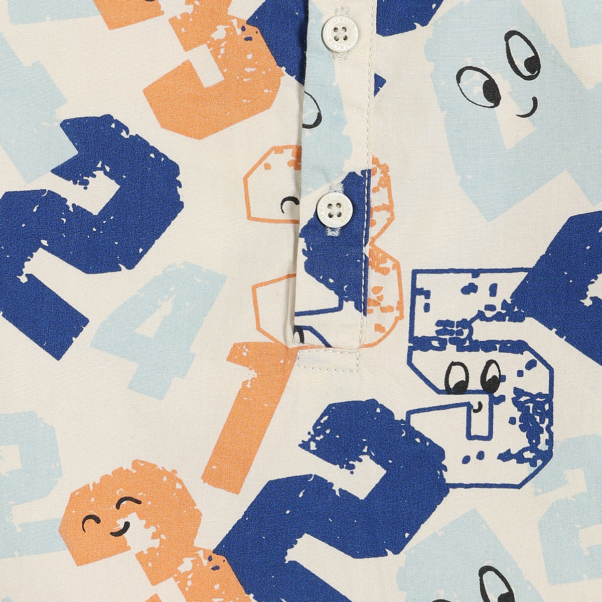Kids Boys Numbers Print Shirt And Shorts Set, Off White, Blue And Orange