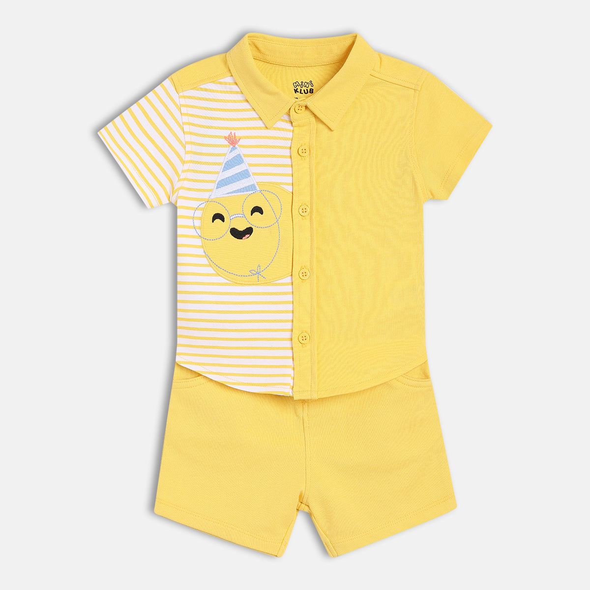 Baby Boys Striped & Solid Shirt and Shorts Set, Yellow