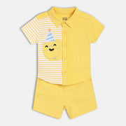 Baby Boys Striped & Solid Shirt and Shorts Set, Yellow