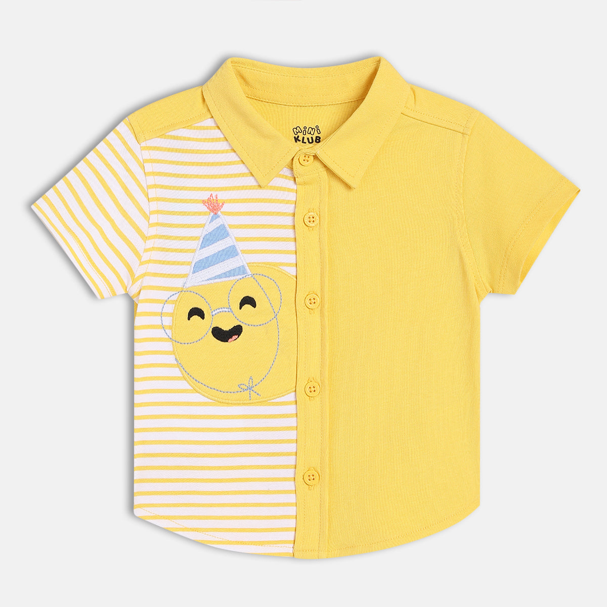 Baby Boys Smiley Print Shirt And Shorts Set, Yellow And White