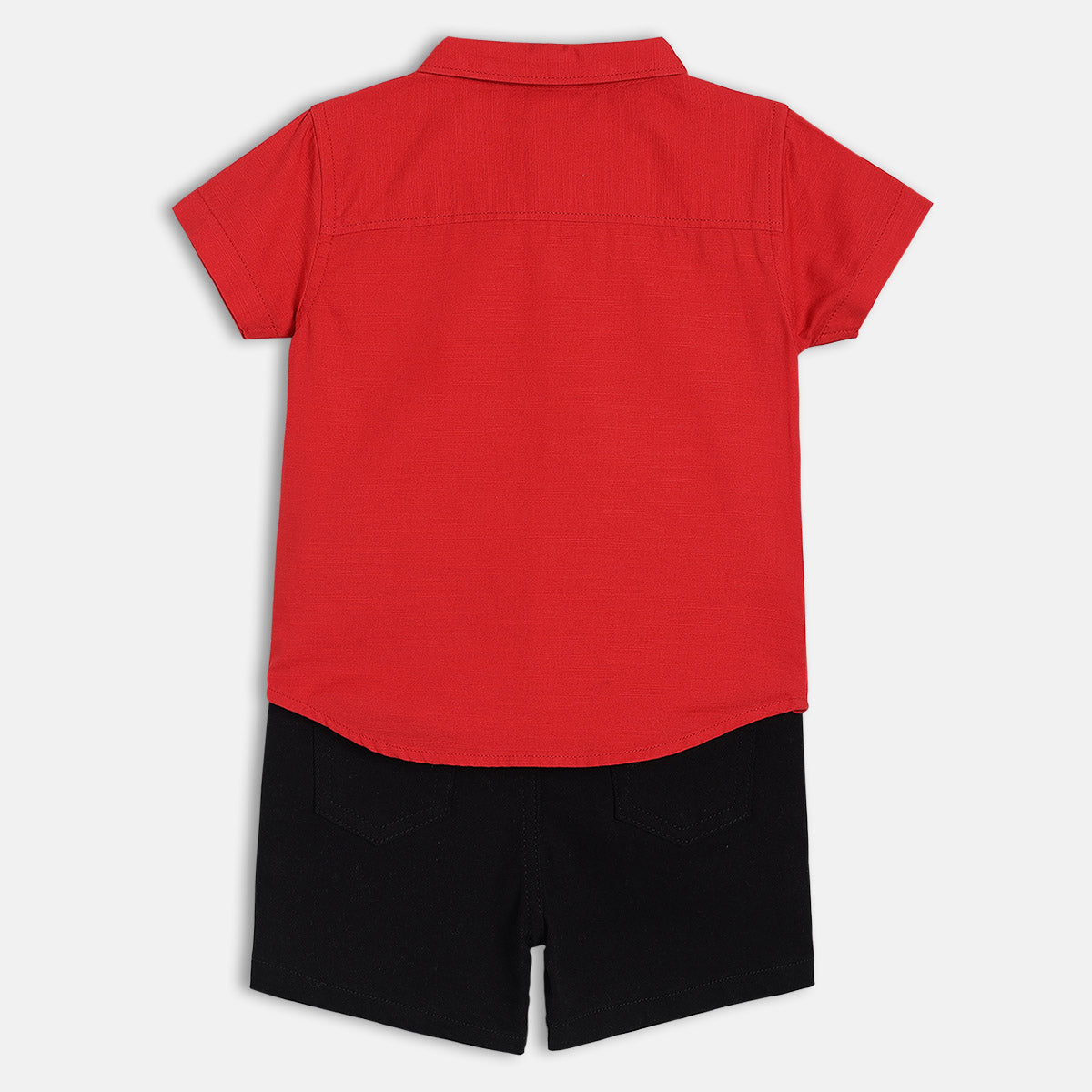 Baby Boys Red and Black Cotton Shirt and Shorts Set Regular Fit Casual Wear