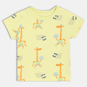 Baby Boys Giraffe Print T-Shirt, Light Yellow