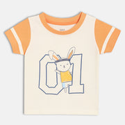 Baby Boys Bunny Graphic Print T-Shirt, White & Orange