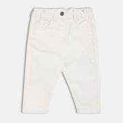 Girls White Adjustable Waistband Full Length Denim Pant