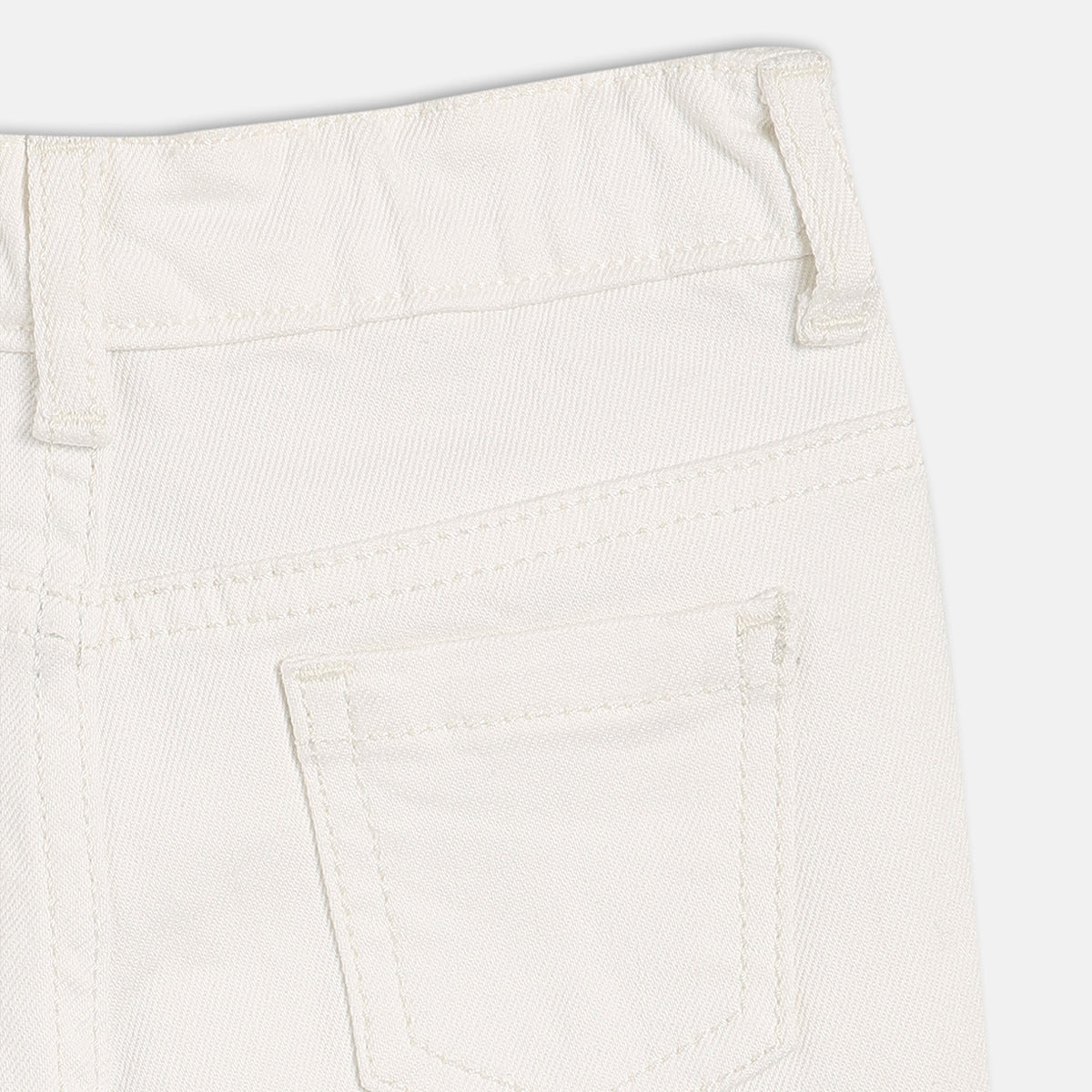 Girls White Adjustable Waistband Full Length Denim Pant