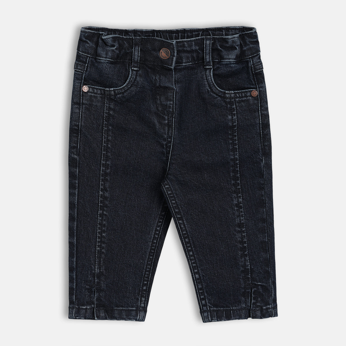 Girls Dark Wash Adjustable Waistband Full Length Denim Pant