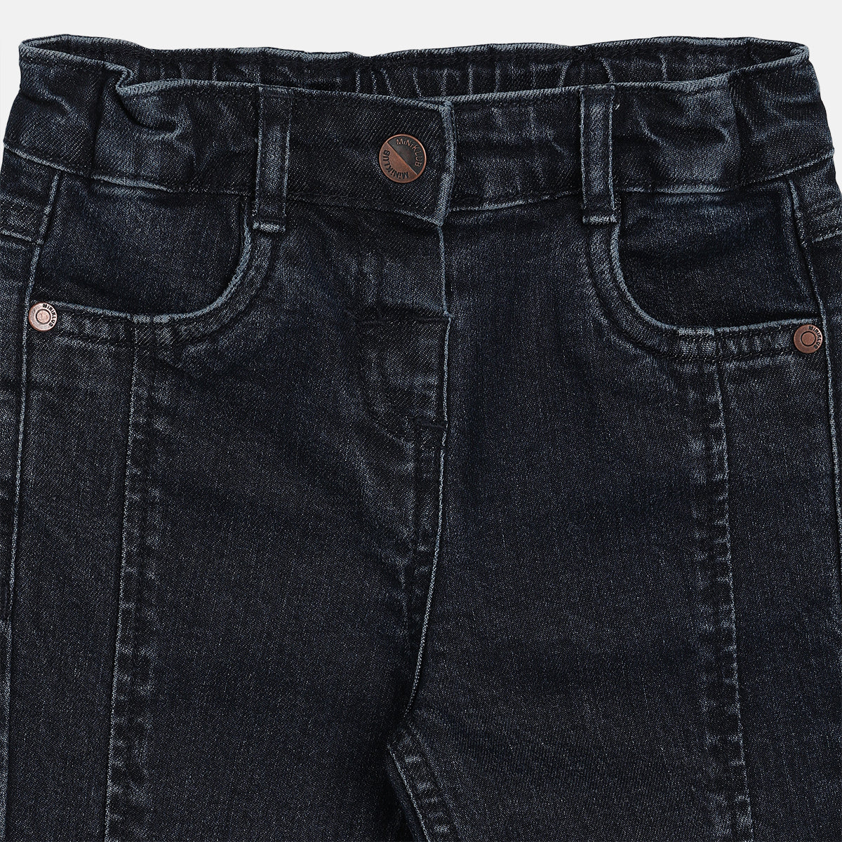 Girls Dark Wash Adjustable Waistband Full Length Denim Pant