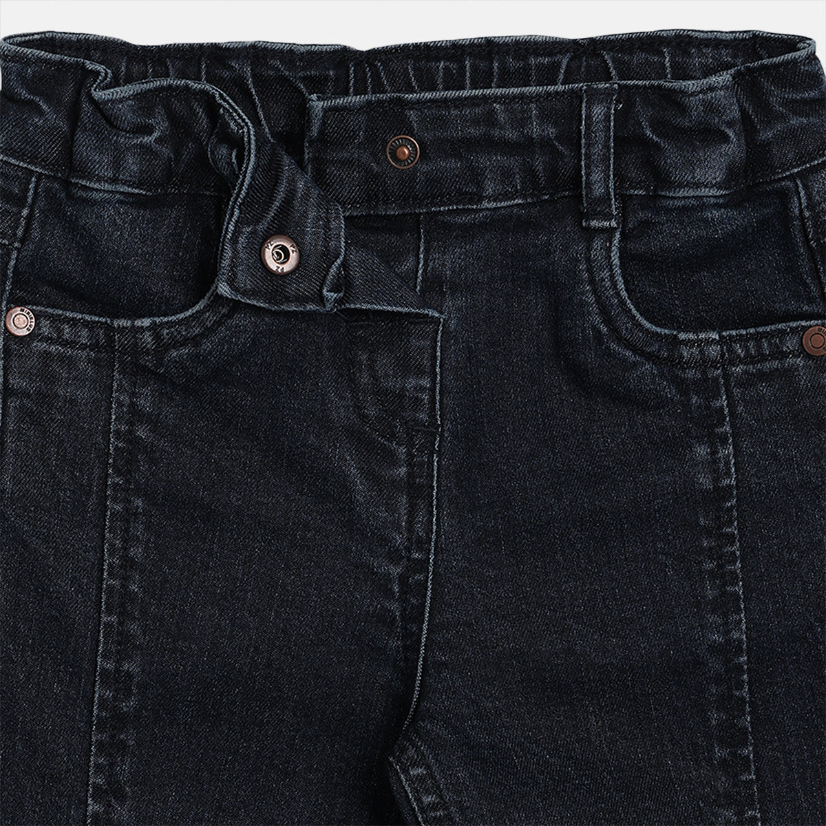 Girls Dark Wash Adjustable Waistband Full Length Denim Pant