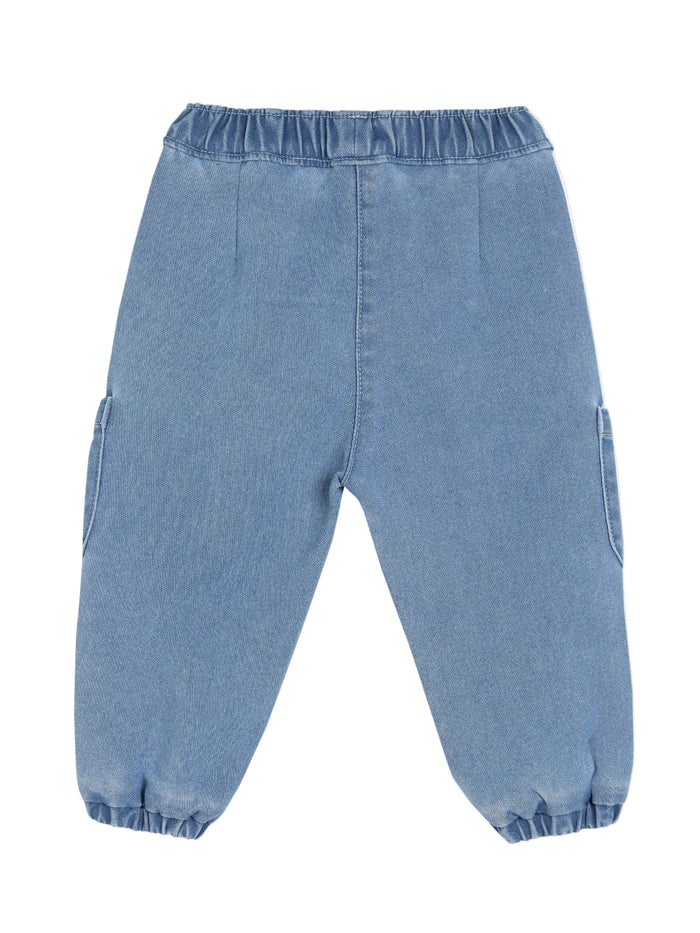 Baby Girls Embroidered Denim Pant, Blue