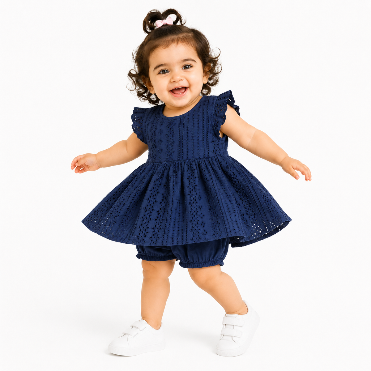 Girls Blue Cap Sleeve Dress