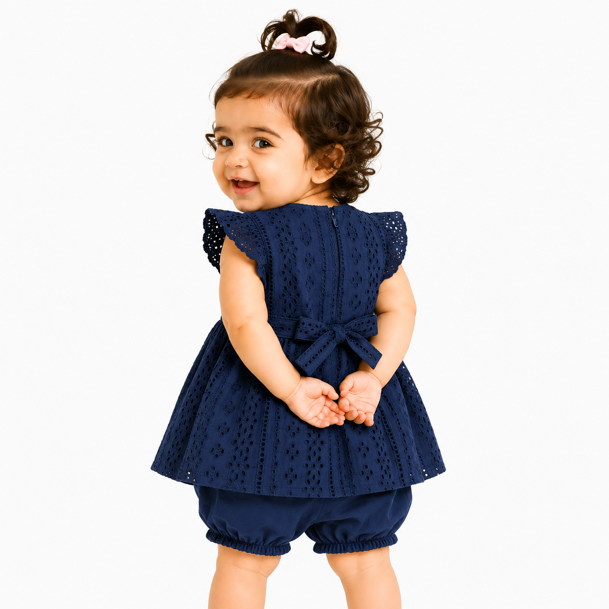 Girls Blue Cap Sleeve Dress