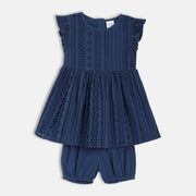 Girls Blue Cap Sleeve Dress
