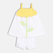 Girls White Sleeve Less Dress