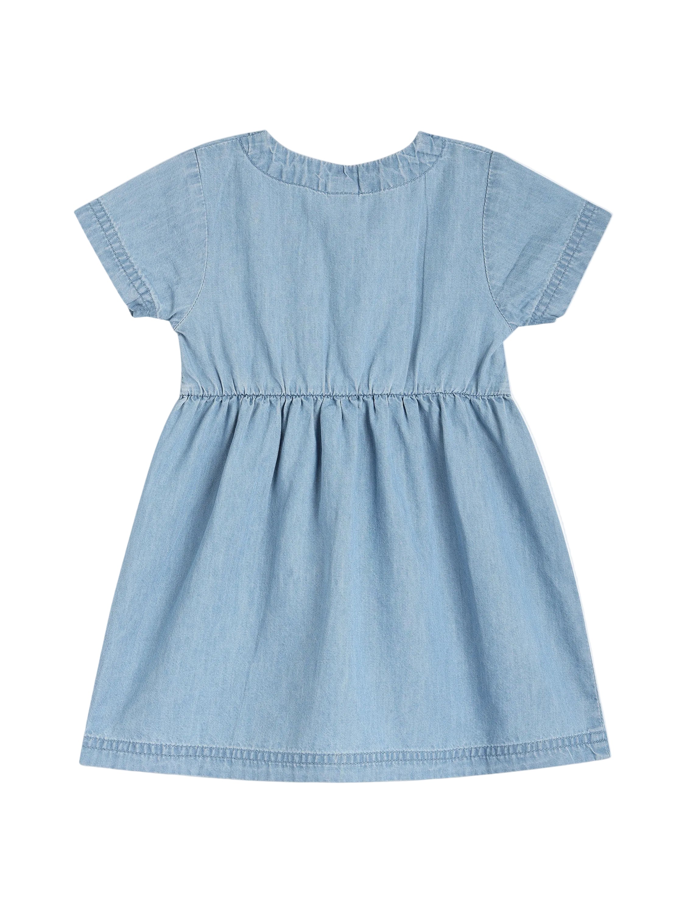 Baby Girls Embroidered Denim Dress, Light Blue 3-4Y
