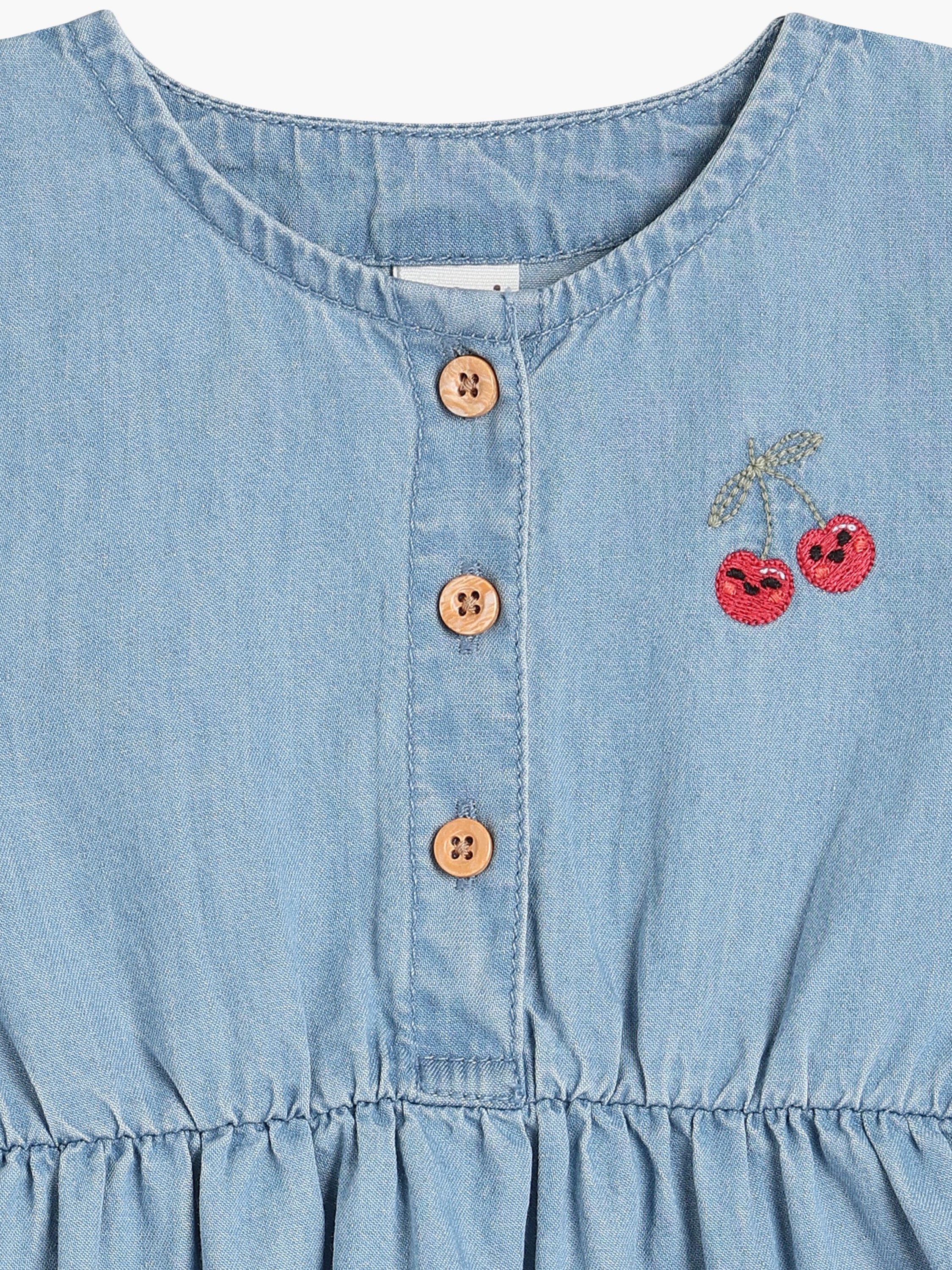Baby Girls Embroidered Denim Dress, Light Blue 6-9M