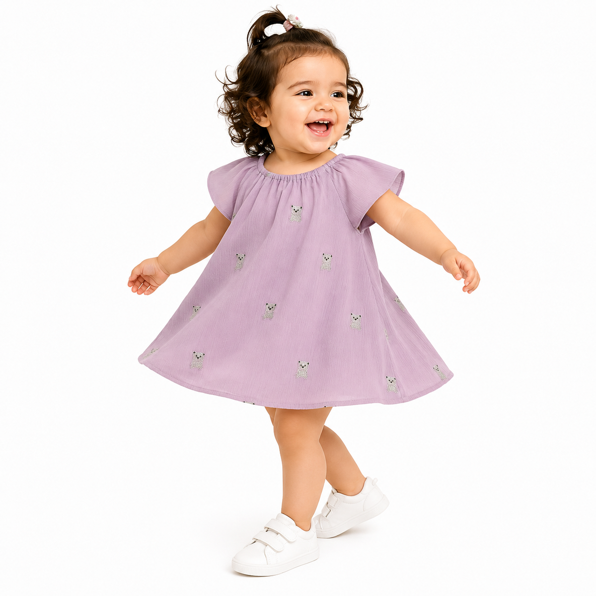 Girls Lilac Cap Sleeve Dress