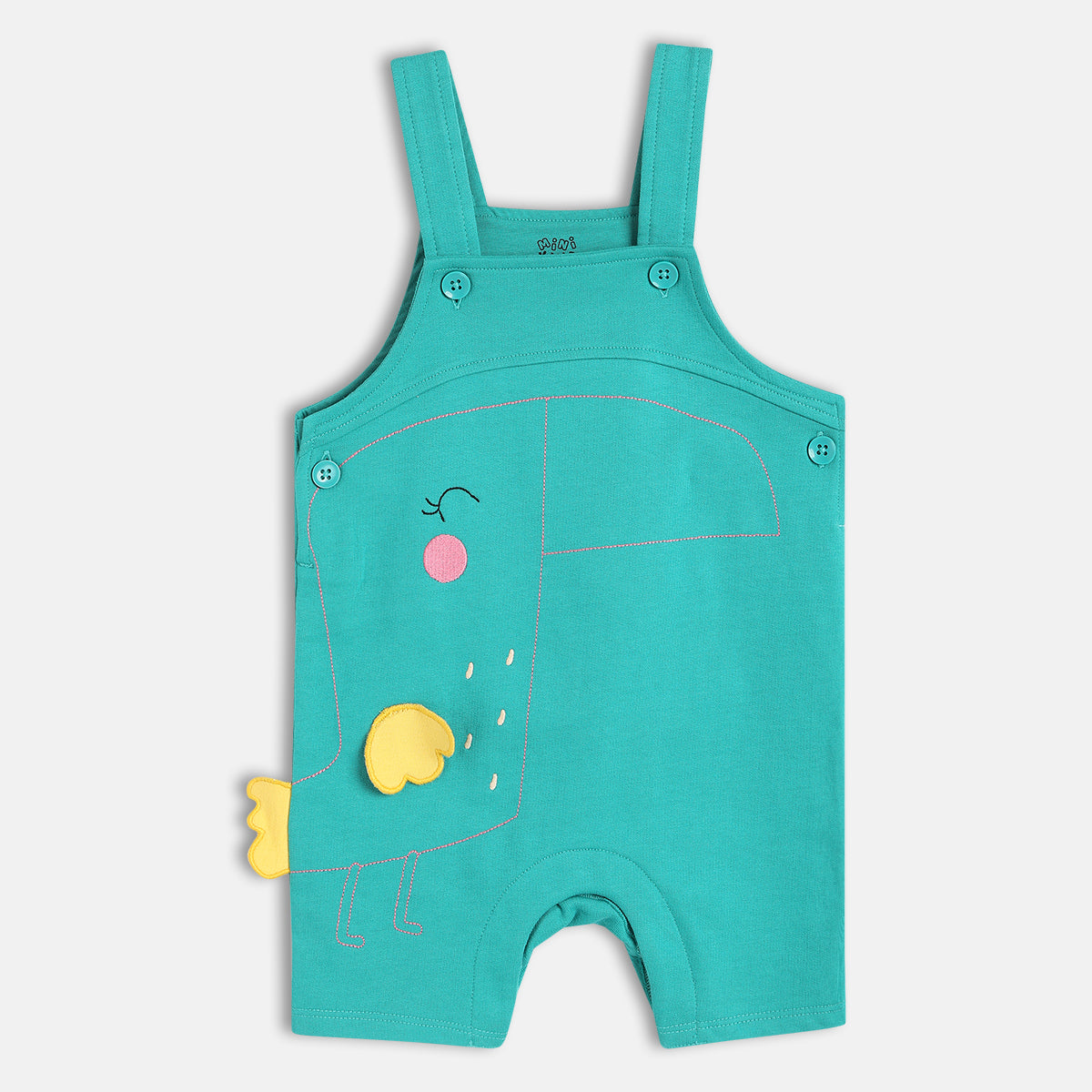 Girls White/Green Dungaree Set
