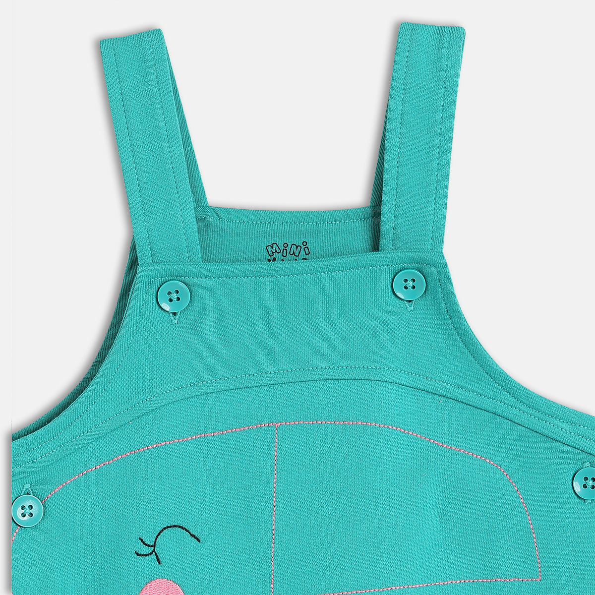 Girls White/Green Dungaree Set
